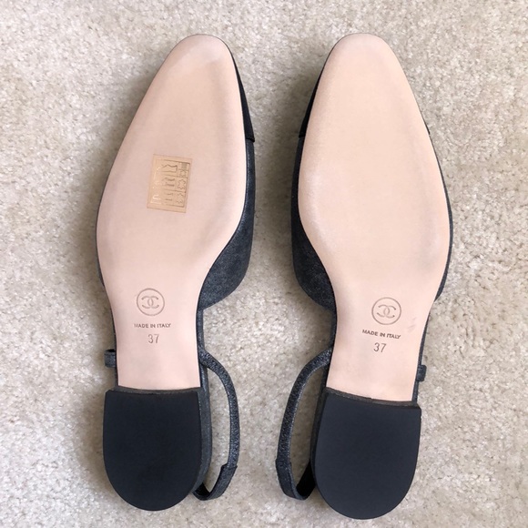 Chanel Slingback 37 size 7 Lambskin/Grosgrain - Picture 2 of 8